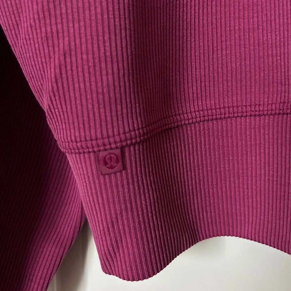 Lululemon Ribbed Softstreme Perfectly Oversized Cropped Crew Magenta Purple Sz 6